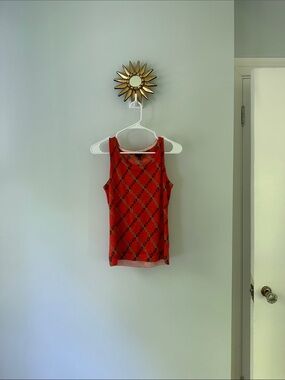 Red Patterned Sleeveless Tank Top